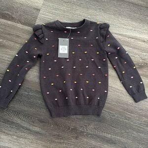 Polka A Dot Ruffle Sleeve Sweater Girls 2-3years NWT